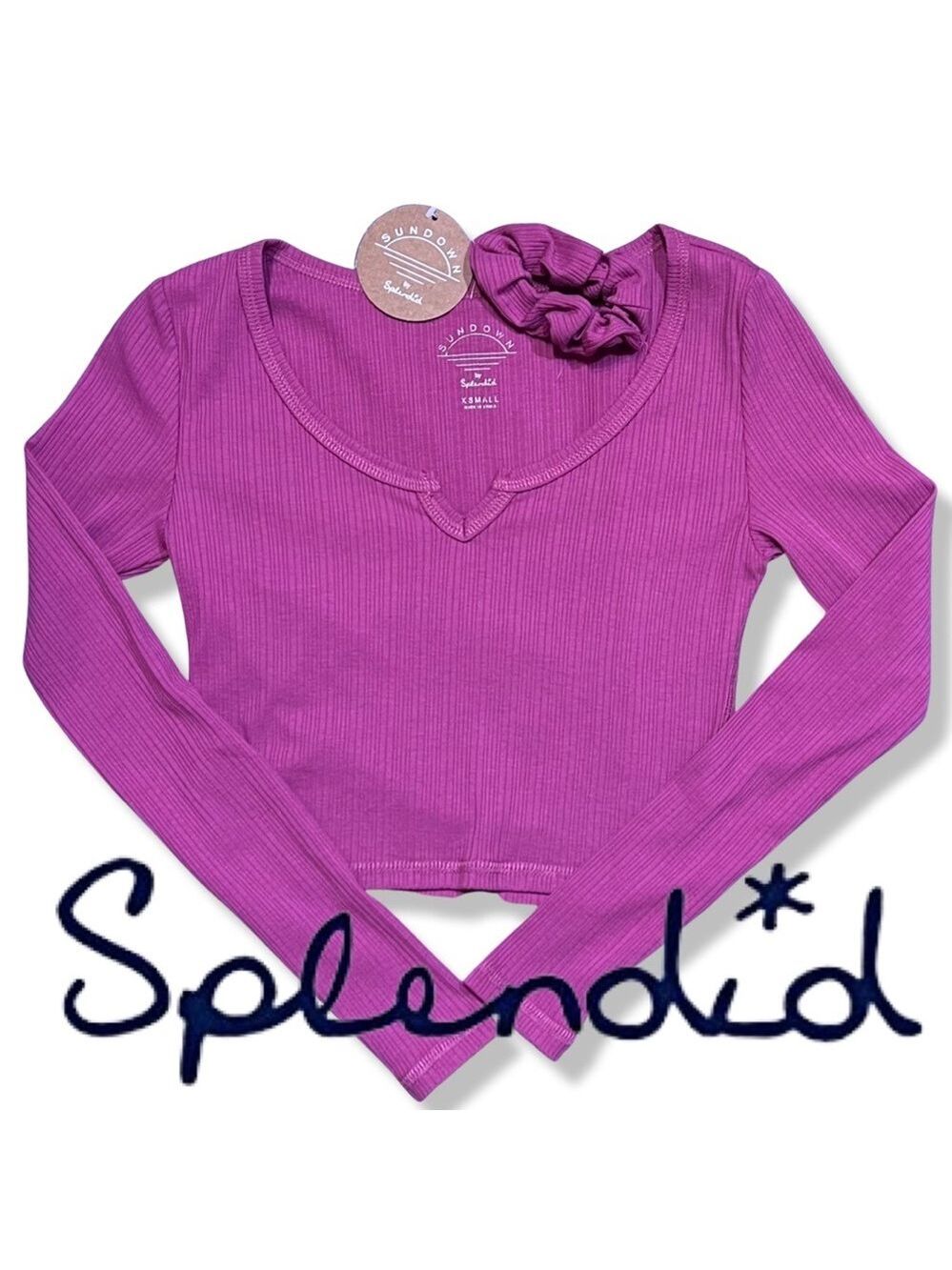 🎩🗝️ NWT $34 Sundowner by Splendid Cropped Long-sleeve Top XS  & S